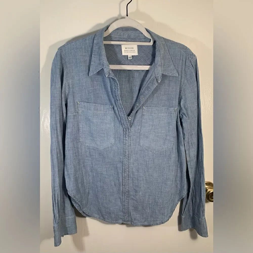 McGuire EUC denim v-neck long sleeve shirt Size XS